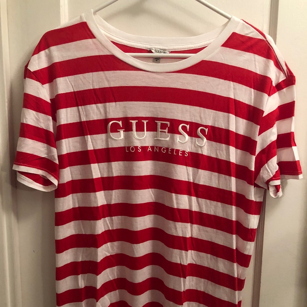 Guess Los Angeles Red & White Stripe shirt